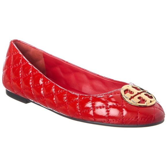 New Tory Burch Chelsea Quilted Leather Ballet Flat In Red Size